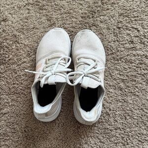Adidas White Sneakers with Pink Highlights